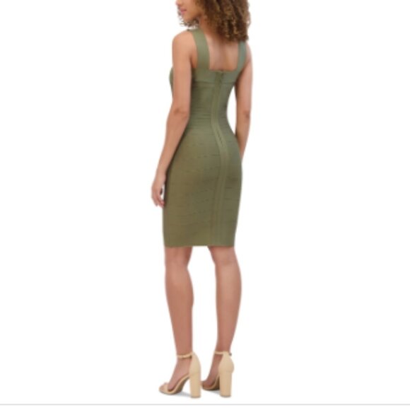 Siena Women's Sleeveless Halter-Neck Bandage Bodycon Dress - Olive - Picture 2 of 4